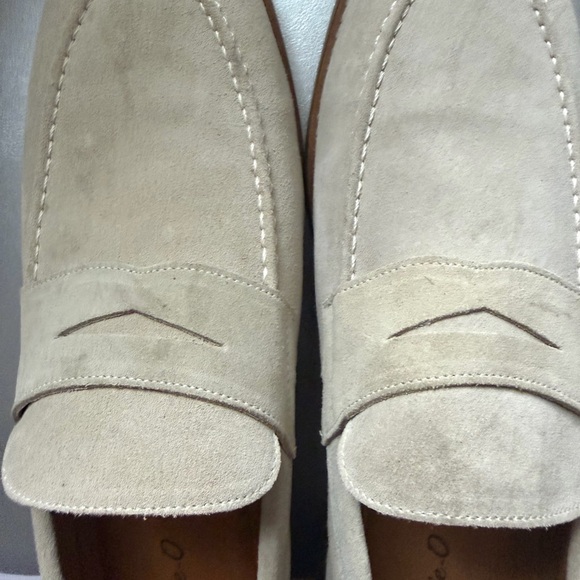 johnnie-O J-Flex Suede Penny Loafers Sand New! Sz 13 handcrafted calkskin lining main image 15